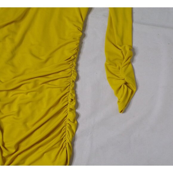 🆕 Cinq à Sept Miah Ruched Jersey Mini Dress Yellow 4 - Picture 7 of 11